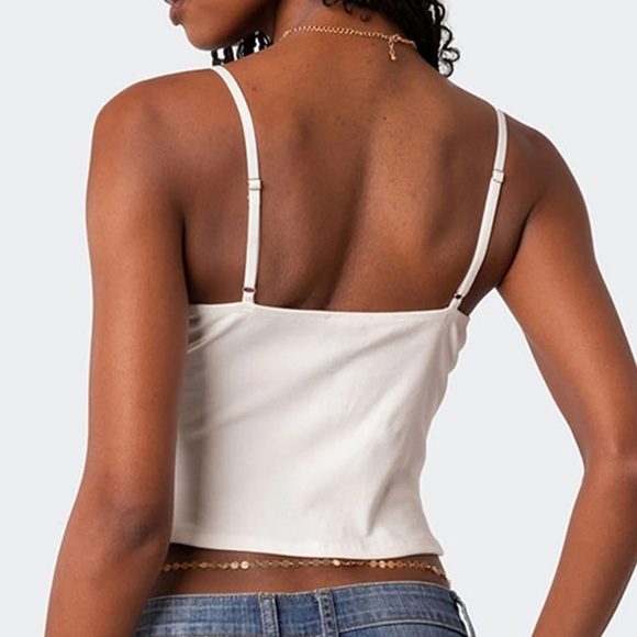 Edikted Fairygirl Cupped Lace Up Corset Tank White Small - Picture 2 of 8